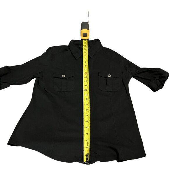 Style & Co. Black Button-Front Cotton Blouse (Size M) - Picture 2 of 11